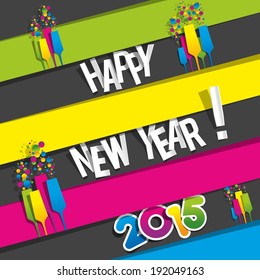 Happy New Year 2015 Greeting Card With Stars vector illustration