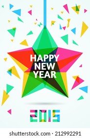 Happy New Year 2015 Greeting Card vector illustration. 