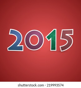 Happy new year 2015. Isolated on red background. Vector illustration.