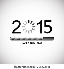 happy new year 2015 with loading icon pattern in white screen background (vector) 