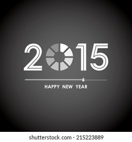 happy new year 2015 with loading icon pattern in black screen background (vector) 