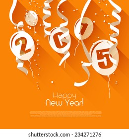 Happy New Year 2015 - modern greeting card in flat design style 