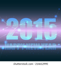 Happy New Year 2015 on Abstract Purple Background. Vector Illustration.