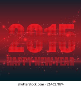 Happy New Year 2015 on Abstract Red Background. Vector Illustration.