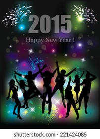 Happy new year 2015. Party background. Dancing people.