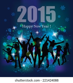 Happy new year 2015. Party background and young people.