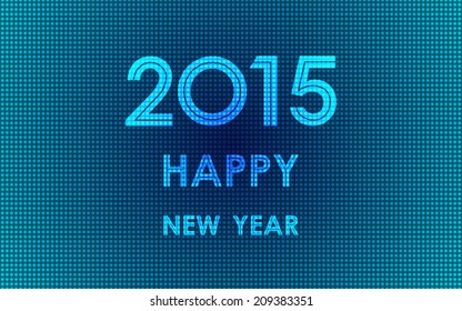 happy new year 2015 in polka dots pattern blue background (vector) 