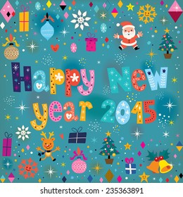 Happy New year 2015 retro greeting card