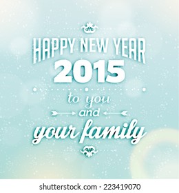 Happy New Year 2015 Season Greetings Quote Vector Design