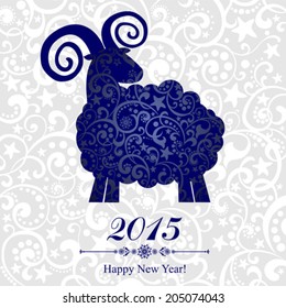 Happy new year 2015! Year of sheep. Vector Illustration 