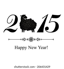 Happy new year 2015! Year of sheep. Vector Illustration 