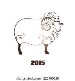 Happy New Year 2015. Year Of The Sheep. Hand Drawn