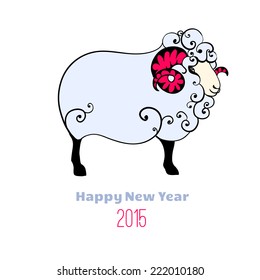 Happy new year 2015. Year of the Sheep. Colored