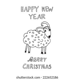 Happy new year 2015. Year of sheep. Vector Illustration