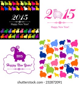 Happy new year 2015! Year of sheep. Vector Illustration 