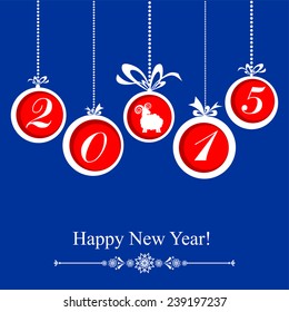 Happy new year 2015! Year of sheep. Vector Illustration 