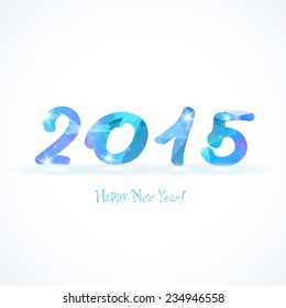 Happy New Year 2015 shining greeting card made in polygonal style. 