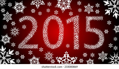 Happy New Year 2015 From Stars With White Snowflakes. vector