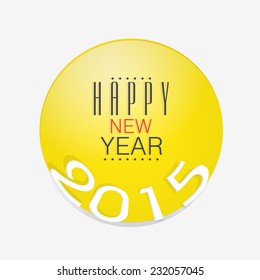 Happy New Year 2015 sticker, tag or label with stylish text on white background. 
