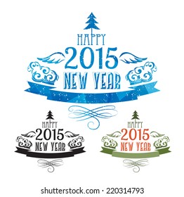 Happy new year 2015 Text Design with copy space on the ribbon for your text.