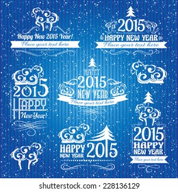 Happy new year 2015 Text Design with copy space on the ribbon.