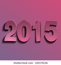 Happy new year 2015 text design. Magenta theme.
