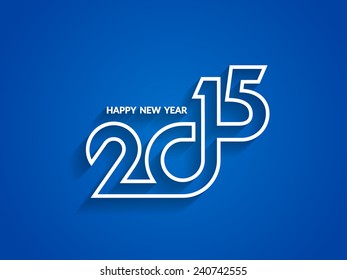 Happy new year 2015 text design on blue color background. 