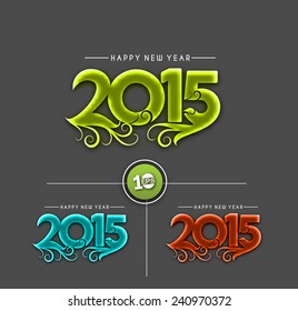 Happy new year 2015 Text Design 