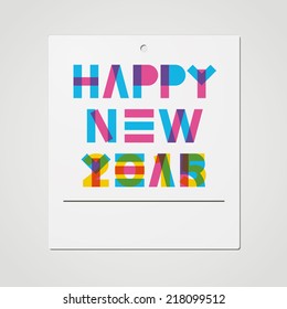 Happy new year 2015 in transparency primary colors geometric letters