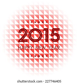 happy new year 2015 with triangle pattern on red background (vector) 