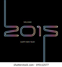 Happy new year 2015, typographic illustration. Calendar cover design.