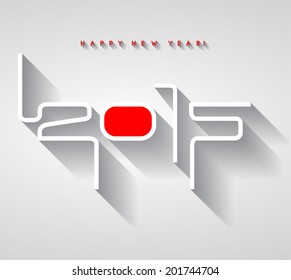 Happy new year 2015, typographic 3d illustration, calendar cover