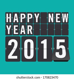 Happy New Year 2015 vector mechanical flip clock design in the process of the flip