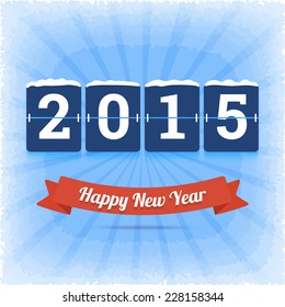 Happy New Year 2015 vector illustration with digits board panel.