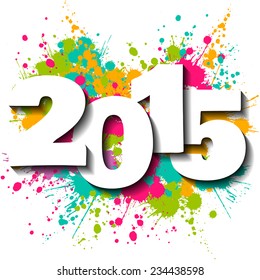 Happy new year 2015 vector illustration with slash background.