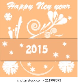 Happy new year 2015! Vintage card. Celebration background