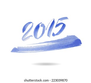 Happy new year 2015. Watercolor vector illustration.