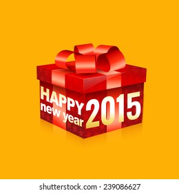 happy new year 2015 written on red gift box