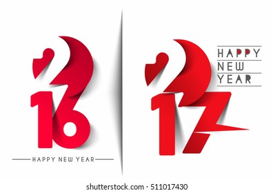 Happy new year 2016 & 2017 - New Year Holiday design elements for holiday cards, for decorations Vector Illustration background
