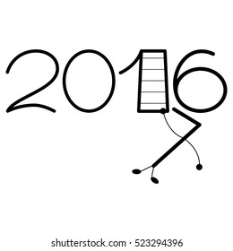 Happy new year 2016 and 2017 text design on the white background