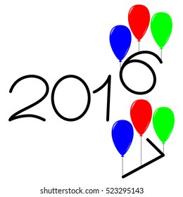 Happy new year 2016 and 2017 text design on the white background