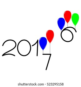 Happy new year 2016 and 2017 text design on the white background