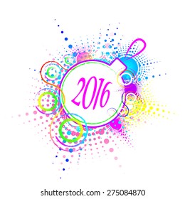Happy new year 2016, abstract, festive frame, grunge, vector illustration