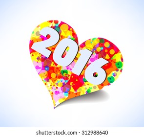 Happy new year 2016. Abstract colorful heart background