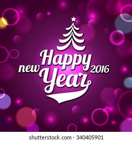 Happy new year 2016 abstract background with bokeh and lens flare 