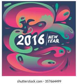 Happy new year 2016 abstract colorful greeting card design
