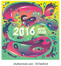 Happy new year 2016 abstract colorful greeting card design
