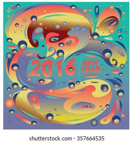 Happy new year 2016 abstract colorful greeting card design
