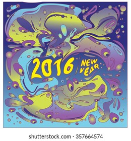 Happy new year 2016 abstract colorful greeting card design
