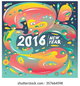 Happy new year 2016 abstract colorful greeting card design
